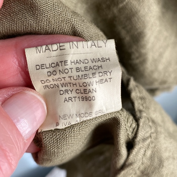 Bellambra Olive Green V-Neck 100% Linen Dress Made‎ in Italy - Size Medium - Picture 8 of 12